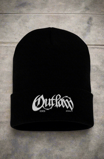 010 Outlaw Logo Beanie in black with iconic design.